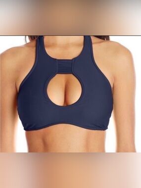 Seafolly Women’s Black Halter Bikini Top NWT Keyhole Plunge Swim Top